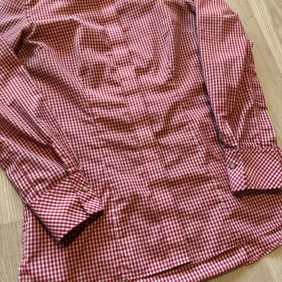 Women's Chick-Fil-A Red Plaid Button Up Uniform Work Long Sleeve Shirt Sz Small - Picture 3 of 6